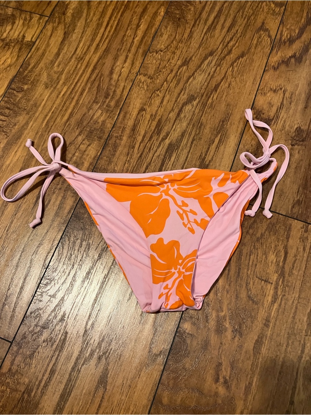 Roxy Pink & Orange Floral Tie-Side Bikini Bottoms